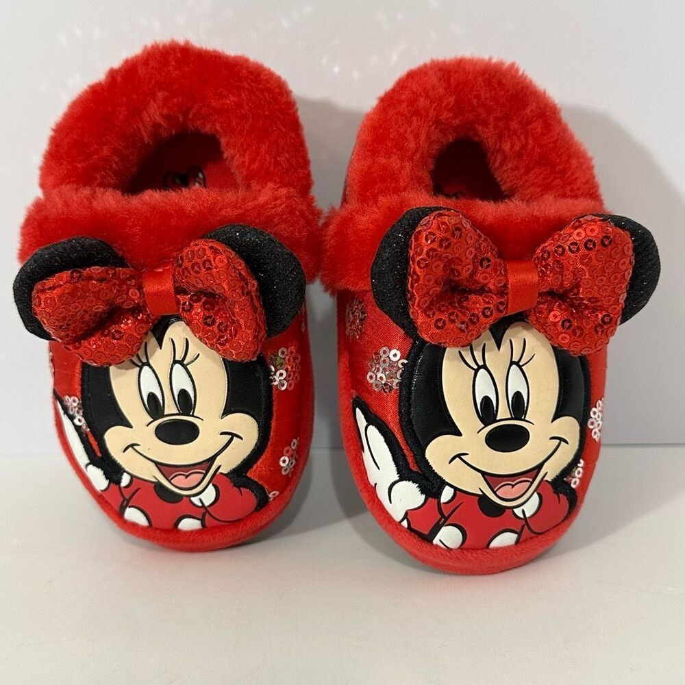 Disney Junior Minnie Mouse Slippers Red with Bows | Toddler Size 5/6 - Picture 6 of 9